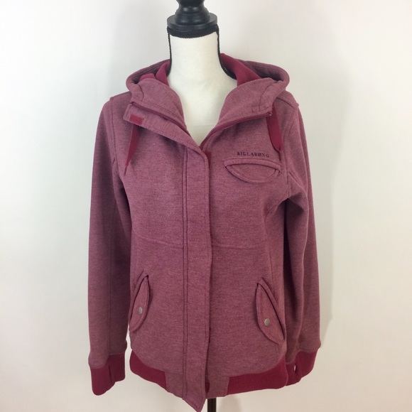 Billabong Jackets & Blazers - Billabong  burgandy hoodie jacket  coat L